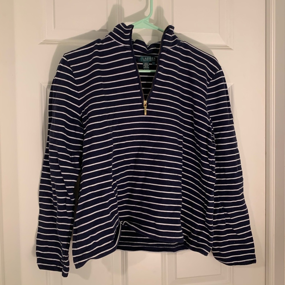 Navy Ralph Lauren striped quarter zip sweatshirt